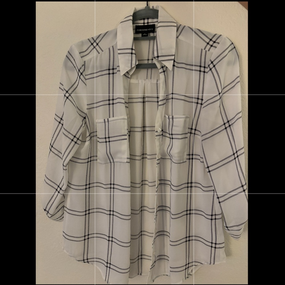 Plaid button up with 3/4 length sleeves